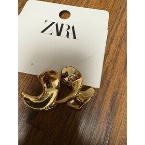Zara New Woman’s Gold Tone Twisted Sculptural Earrings